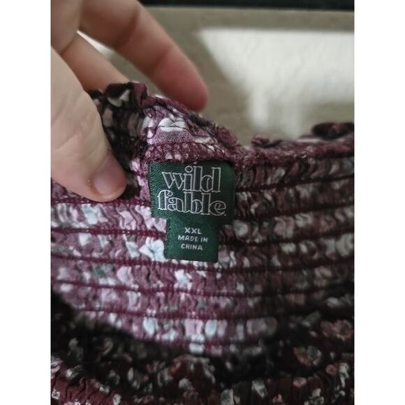 Wild Fable Smocked Long Sleeve Boho Festival Floral Crop Top Womans Plus Sz XXL - Picture 4 of 5